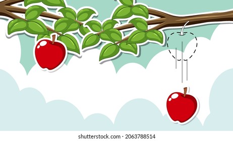 Thumbnail design with falling apple for gravity experiment illustration