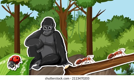 Thumbnail design with gorilla cartoon character illustration