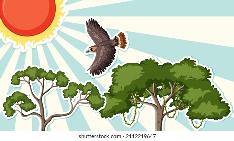 Thumbnail design with hawk flying illustration