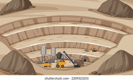 Thumbnail design with mining landscape illustration