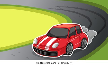 Thumbnail design with race car on the road illustration
