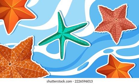 Thumbnail design with starfish in the water illustration