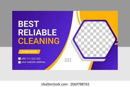 
Thumbnail design for videos. Cleaning service video thumbnail and web banner template. Video cover photo template good editable thumbnail for social media