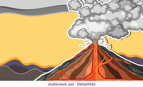 Thumbnail design with volcano eruption illustration