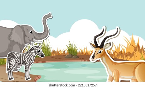 Thumbnail design with wild animals illustration