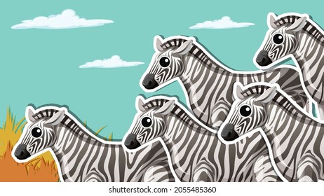 Thumbnail design with zebra group illustration