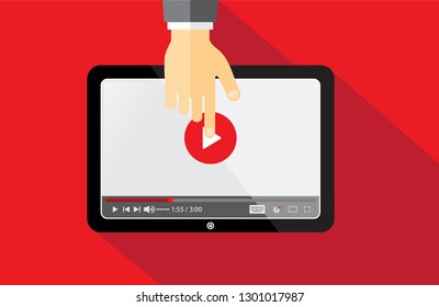 Thumbnail for opening video tutorials study and learning background. Video conference and webinar icon, internet and video services. Vector illustration EPS.8 EPS.10