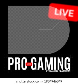  Thumbnail for Video blog. Social Media Live Gaming Banner. Red Square Cover for Video Service. Put Your Content under Background