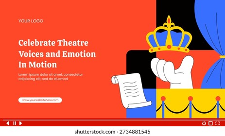 Thumbnail Dia Mundial do Teatro Plano Desenho Desenhado à Mão Ilustração Fundo