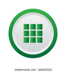 Thumbnails grid icon. Gallery view option symbol. Green button.