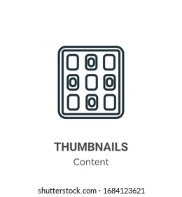Thumbnails outline vector icon. Thin line black thumbnails icon, flat vector simple element illustration from editable content concept isolated stroke on white background