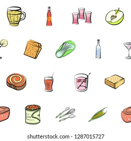 Thumbnails set. Background for printing, design, web. Usable as icons. Seamless. Colored.