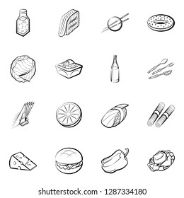 Thumbnails set. Background for printing, design, web. Usable as icons. Monochrome binary, black and white.