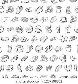 Thumbnails set. Background for printing, design, web. Usable as icons. Seamless. Monochrome binary, black and white.