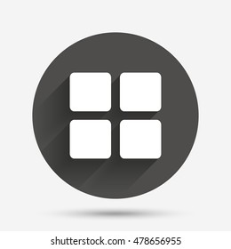 Thumbnails sign icon. Gallery view option symbol. Circle flat button with shadow. Vector