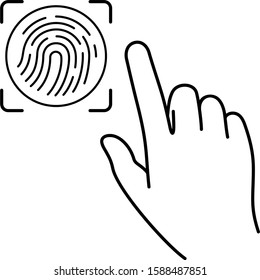 Thumbprint authorization. Vector outline icon.