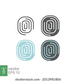 Thumbprint, Finger mark scanning, personal data protection in biometric technology. Fingerprinting scan of safe secure. Fingerprint, stroke icon. Vector illustration. Design on white background EPS10