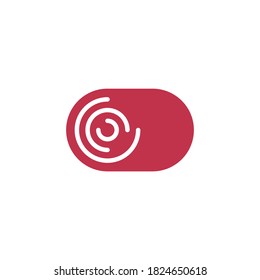 Logo de huella digital de forma elíptica de la cápsula y arcos circulares