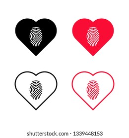 Thumbprint on the heart. Marked like in social networks. Set of icons. Vector. eps 8