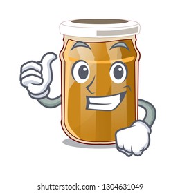 Thumbs up almond butter on a cartoon table