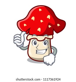 Thumbs up amanita mushroom character cartoon
