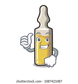 Thumbs up ampoule character cartoon style
