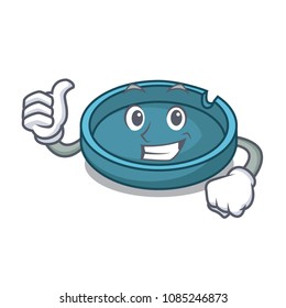 Thumbs up ashtray character cartoon style