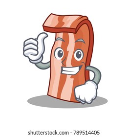 Thumbs up bacon character cartoon style