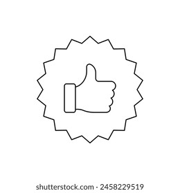 Thumbs up badge icon line style isolated on white background. Vector illustration