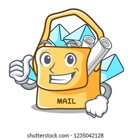 Thumbs up the bag with shape mail cartoon