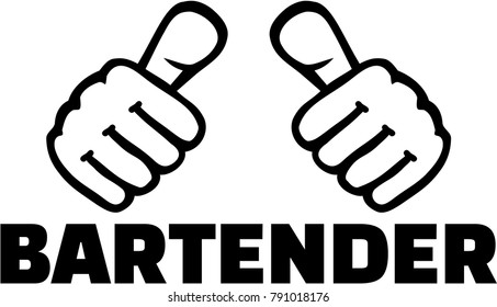 Thumbs with bartender job title