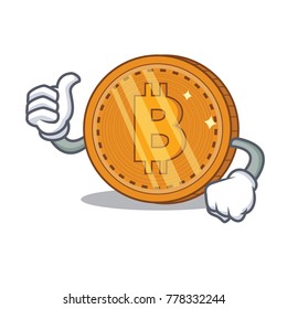 Thumbs up bitcoin coin character cartoon