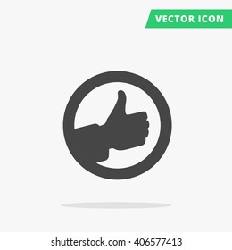 Thumbs up black flat vector icon. Isolated hand approval sign in circle. Flat design style OK sign. Thumbs up icon. Thumbs up vector. Thumbs up in circle icon. OK sign. Thumbs up - stock vector