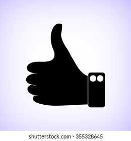 Thumbs up -  black vector icon
