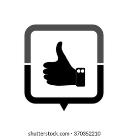 Thumbs up - black vector icon; map pointer;  message bubble
