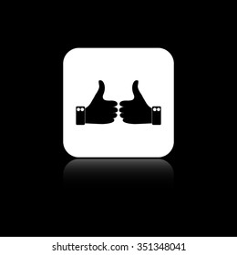 Thumbs up - black vector icon on the white button