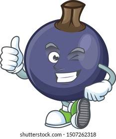 Thumbs up blackcurrant fruit of cartoon character shape.