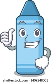 Thumbs up blue crayon in the cartoon column
