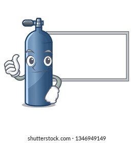 Thumbs up with board air tank diving in cartoon shape