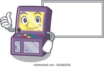 Thumbs up with board arcade machine isolated with the character