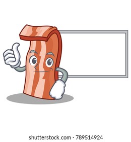 Thumbs up with board bacon character cartoon style