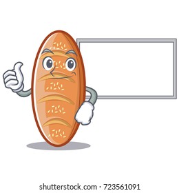 Thumbs up with board baked bread character cartoon