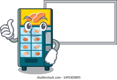 Thumbs up with board bakery vending machine isolated the cartoon