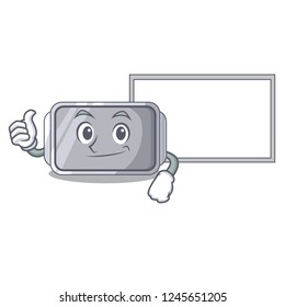 Thumbs up with board baking pan quality on isolated mascot