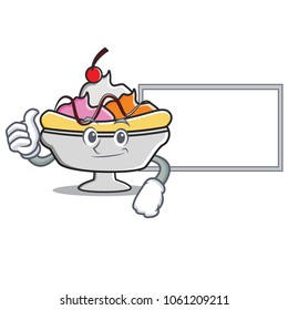 Thumbs up with board banana split character cartoon