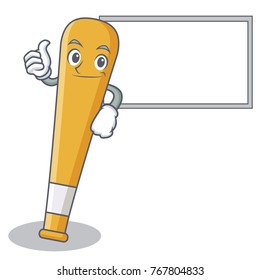 Thumbs up with board baseball bat character cartoon