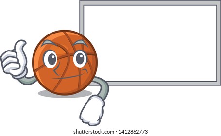 Thumbs up with board basket ball in the character shape