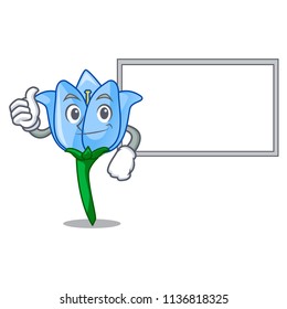 Thumbs up with board bell flower character cartoon