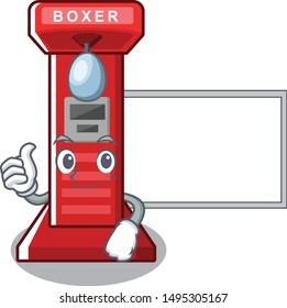 Thumbs up with board boxing game machine isolated the mascot