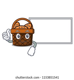 Thumbs up with board bread basket character cartoon